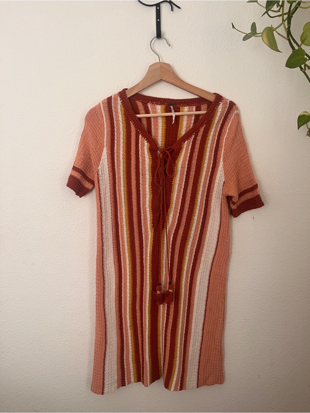 Free People Striped cotton Knit Mini Dress